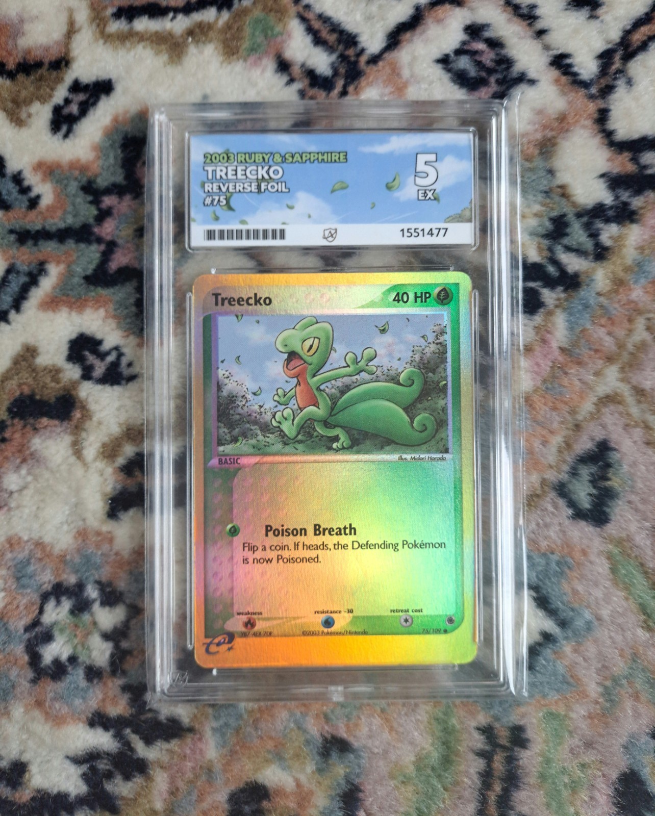 Pokemon Treecko EX Ruby & Sapphire 75/109 Reverse Holo - Ace 5 - RARE - LOW POP
