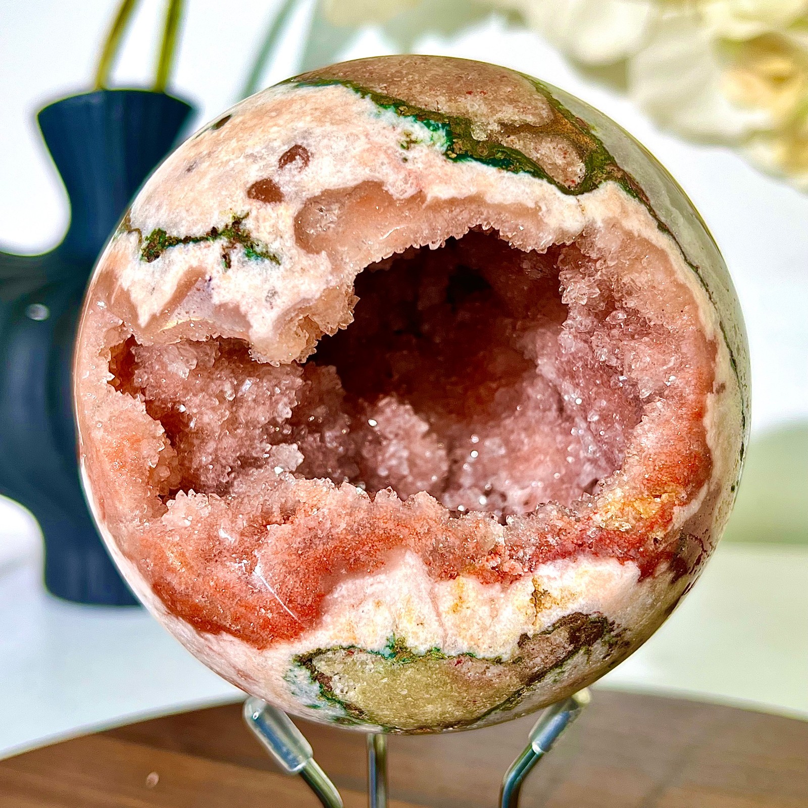 2LB Natural Purple Pink Crystal Advanced Cave Spherical Spiritual Decoration