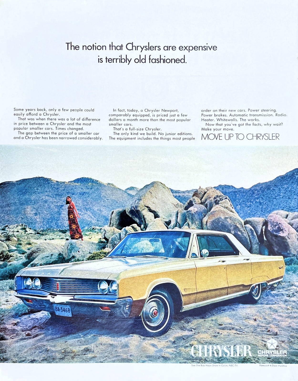 1968 Chrysler Newport Full Size Luxury Hardtop Power Steering Vtg Mag Print Ad