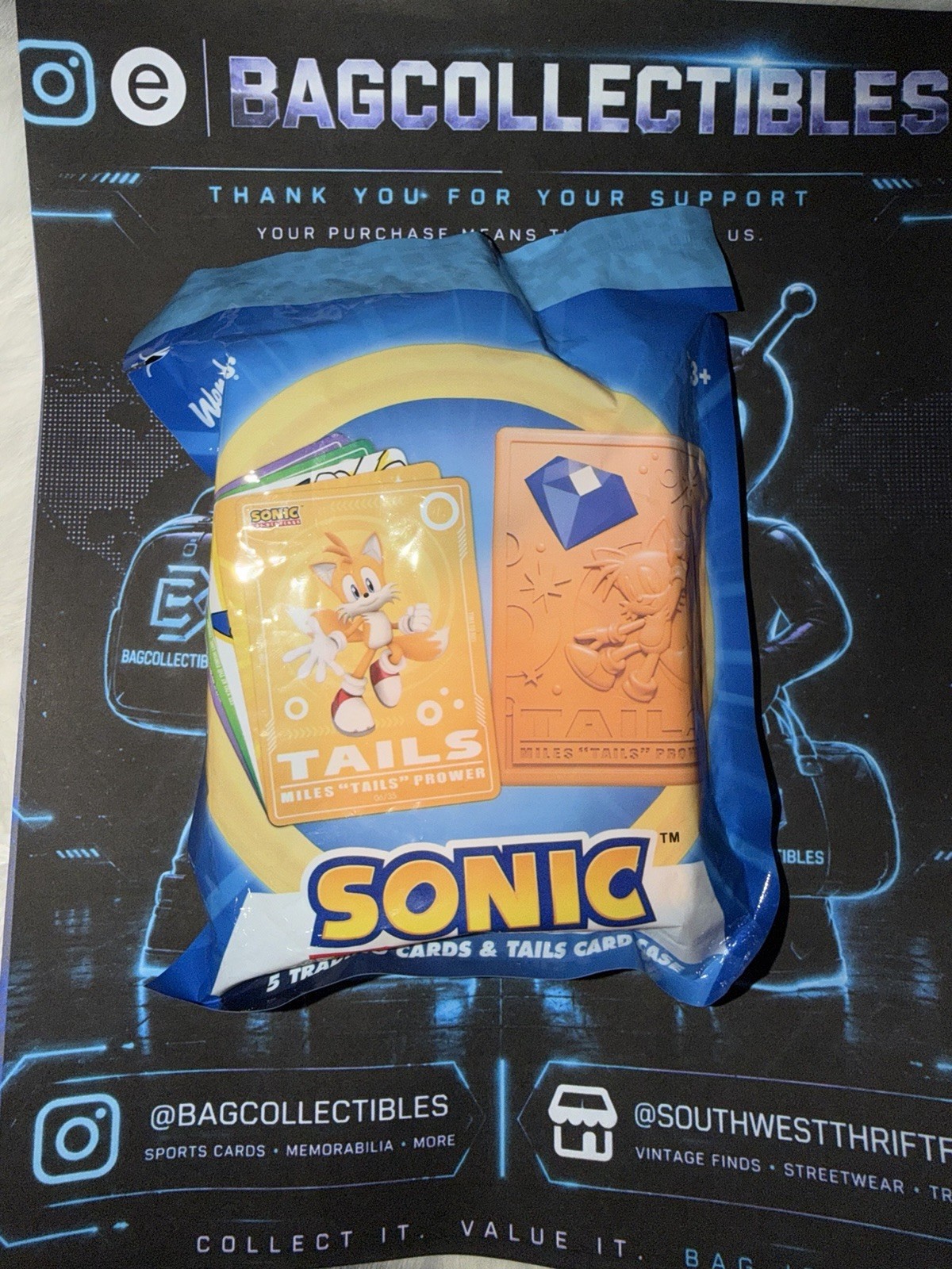 2026 Wendy’s Sonic 35th Anniversary Tails 5 Trading Cards & Case SEALED
