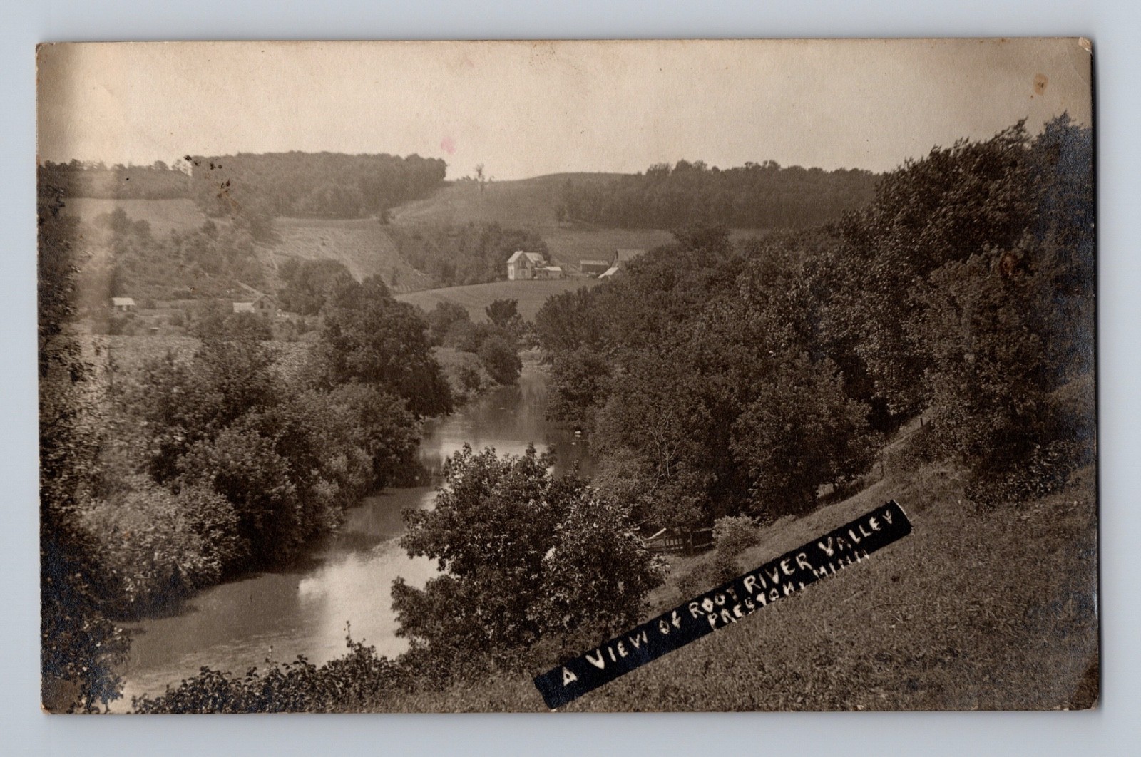 General View Root River Valley Preston Minnesota Postcard RPPC 1909