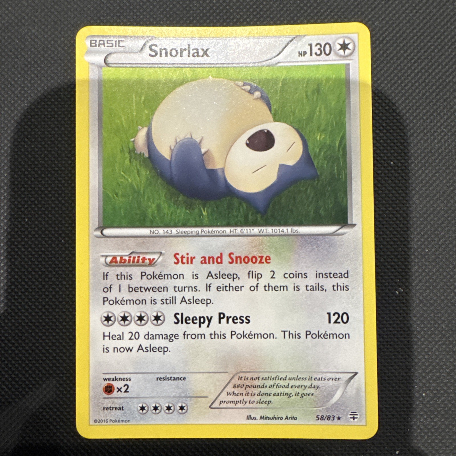 Pokémon TCG - Snorlax Regular Rare - XY Generations 58/83 - Near Mint