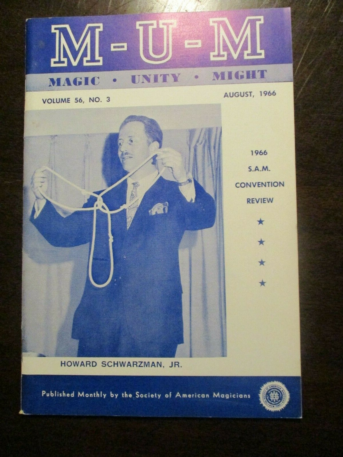 MUM MAGAZINE AUGUST 1966 HOWARD SCHWARZMAN JR MAGIC UNITY MIGHT MAGICIAN V56 N 3