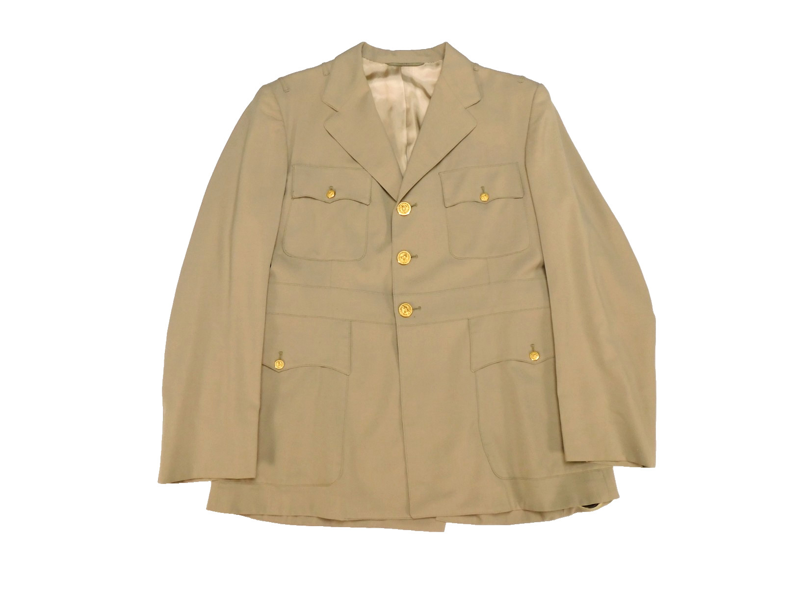 US Navy Khaki Coat 41 Named Captain Service Dress Jacket Vintage Uniform 1956