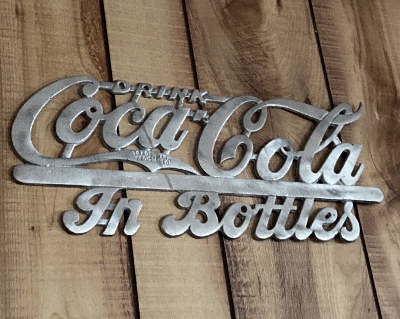 Vintage Drink Coca Cola In Bottles Cast Aluminum Radiator Sign Emblem -Repro-