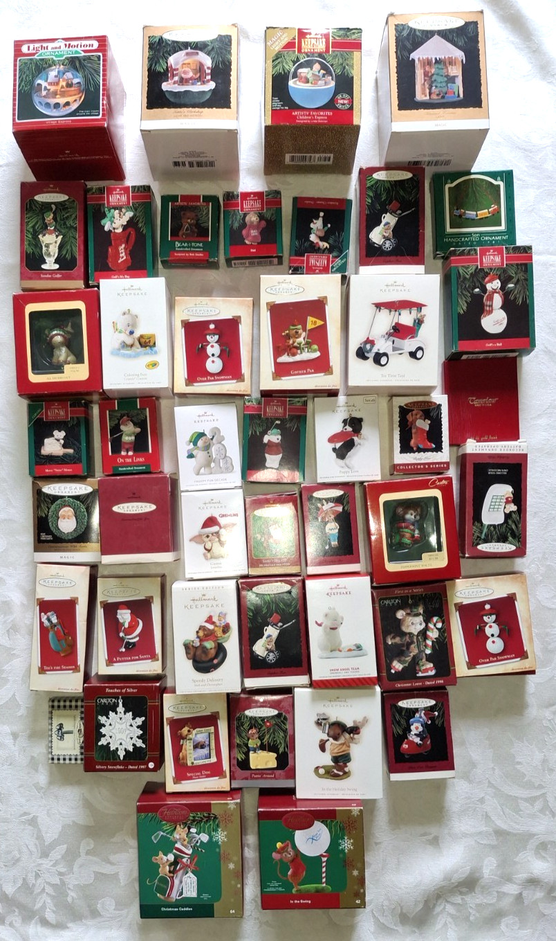 HALLMARK KEEPSAKE ORNAMENTS VINTAGE MAGIC LIGHT HUGE MIXED LOT OF 45 USED