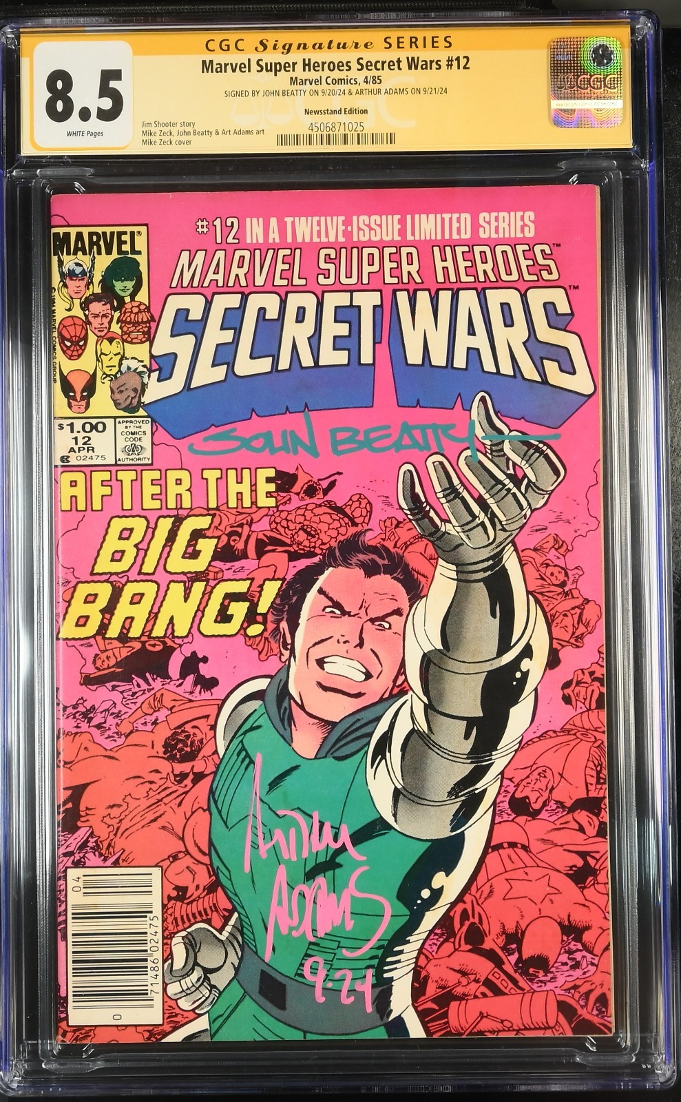 Secret Wars #12 CGC 8.5 SS Signed John Beatty Art Adams 1985 Newsstand - MCU Key