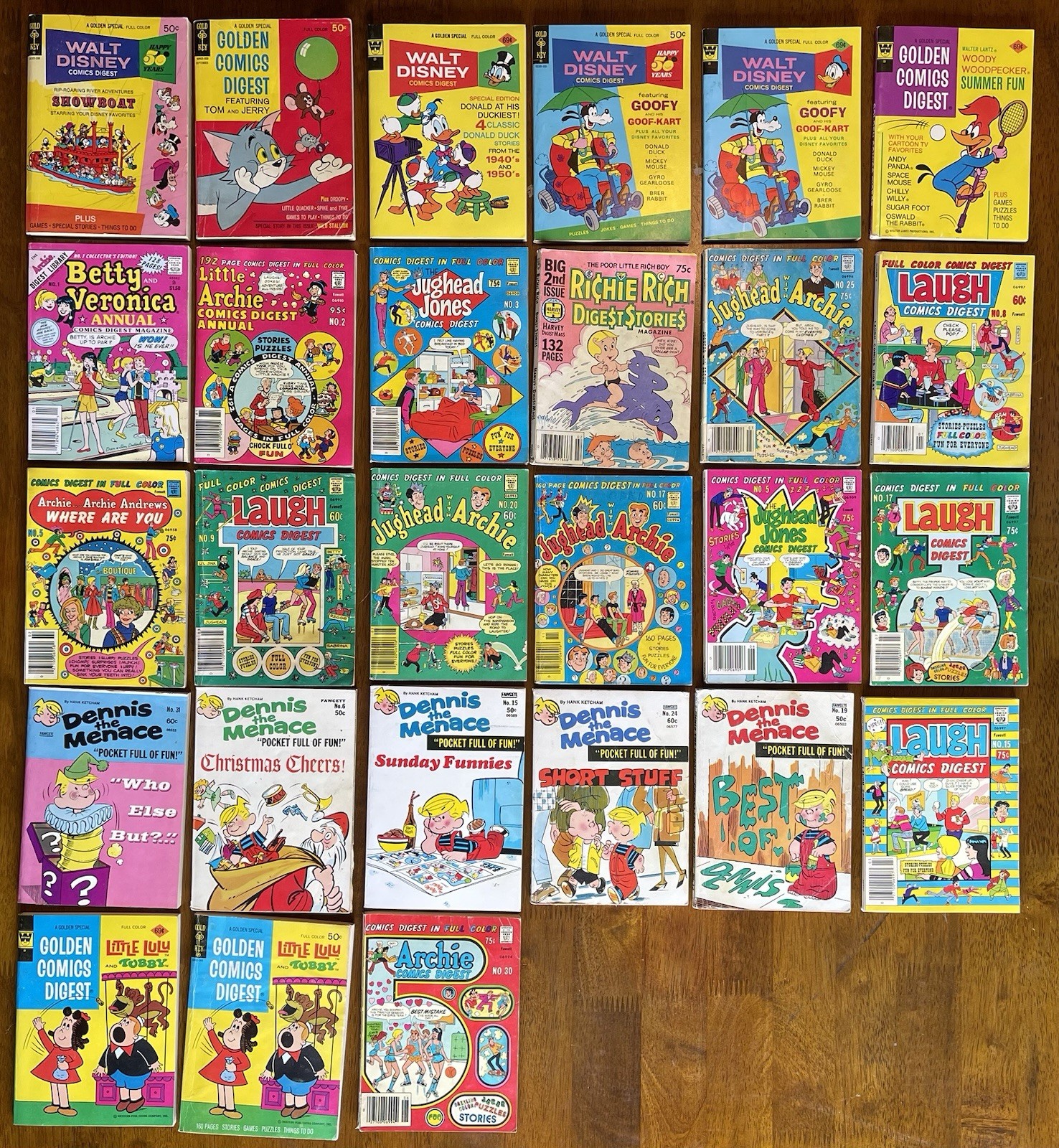 Vintage Comic Digest Lot 27 Disney Archie Dennis Richie Rich Gold Key 1970s Vintage Comic Digest Lot 27 Disney Archie Dennis Richie Rich Gold Key 1970s