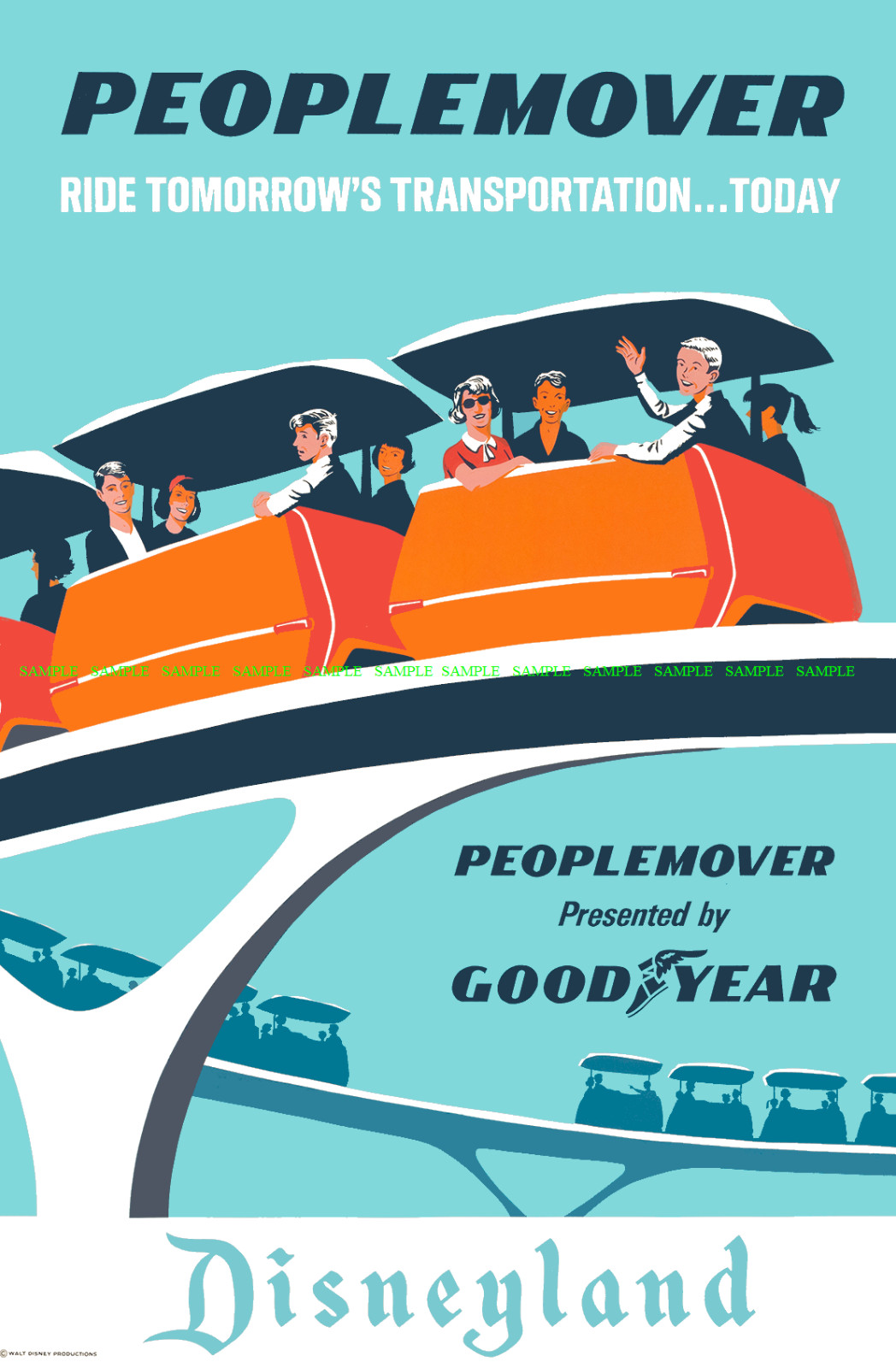 Disney 1967 PeopleMover Tomorrowland Attraction 11 x 17 Poster Goodyear