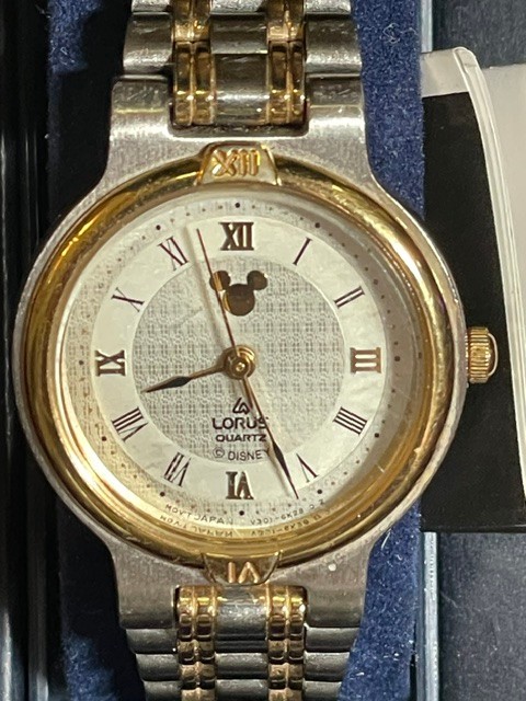 Lorus Elegant Women\'s Mickey Mouse Watch Metal Two Tone Band NEW in Box VTG