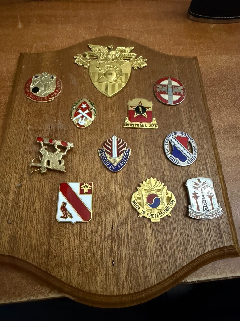 US Army Distinctive Unit Insignia Unit Crest Lot on Wood badges