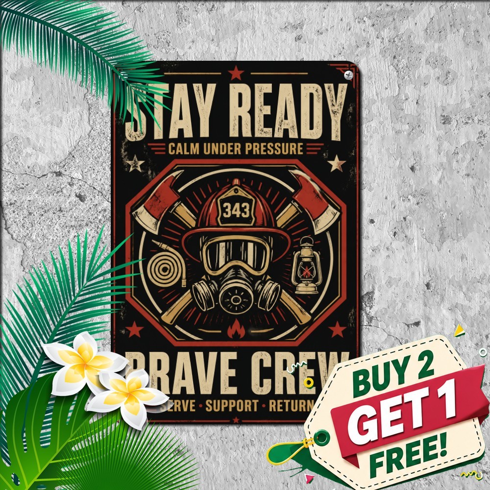 Firefighter Rescue Heroism Decor Sign Vintage Fire Department Metal Tin Plaque