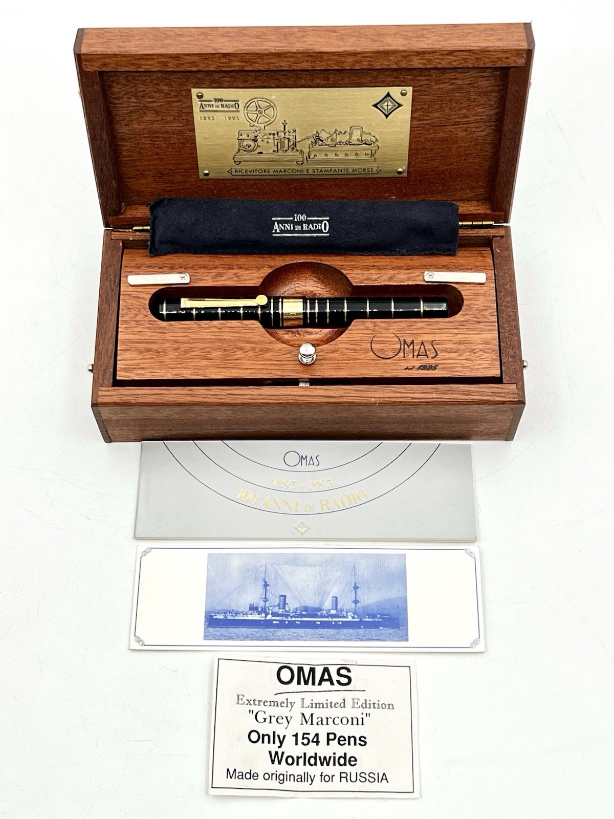 RARE 1995 OMAS Grey Marconi QSL 100 Anni di Radio Fountain Pen Ltd Edition /154