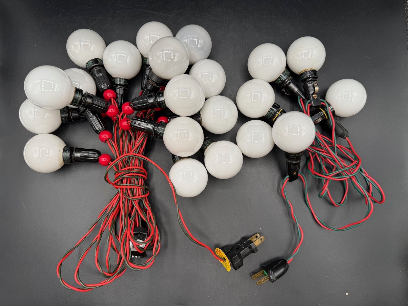 Rare Noma Beaded Vtg Sylvania Fluorescent Multi Color Christmas Lights 2 Strings