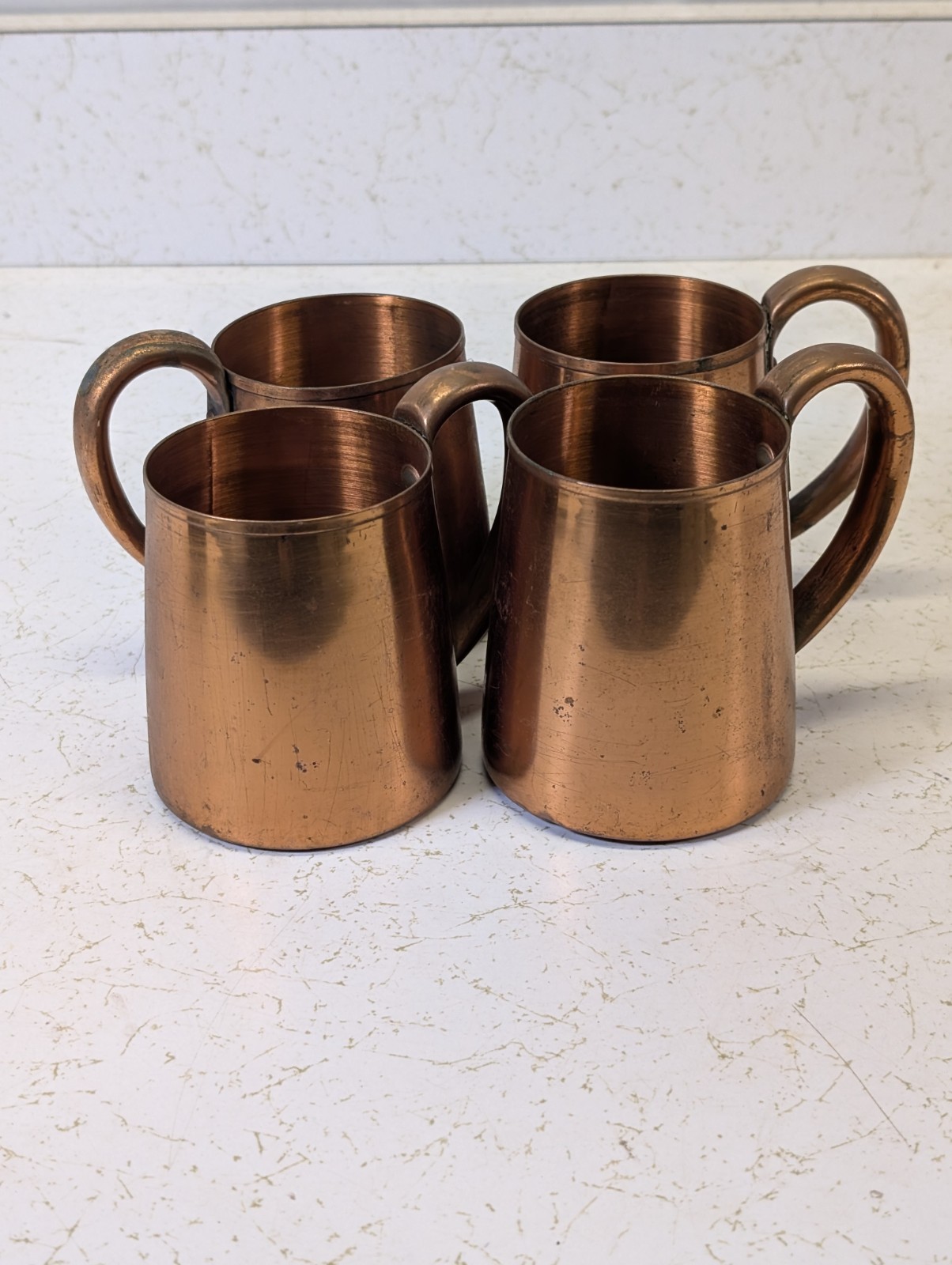 Vintage West Bend WB Solid Copper Mugs Set of 4 Moscow Mule Cups Barware 