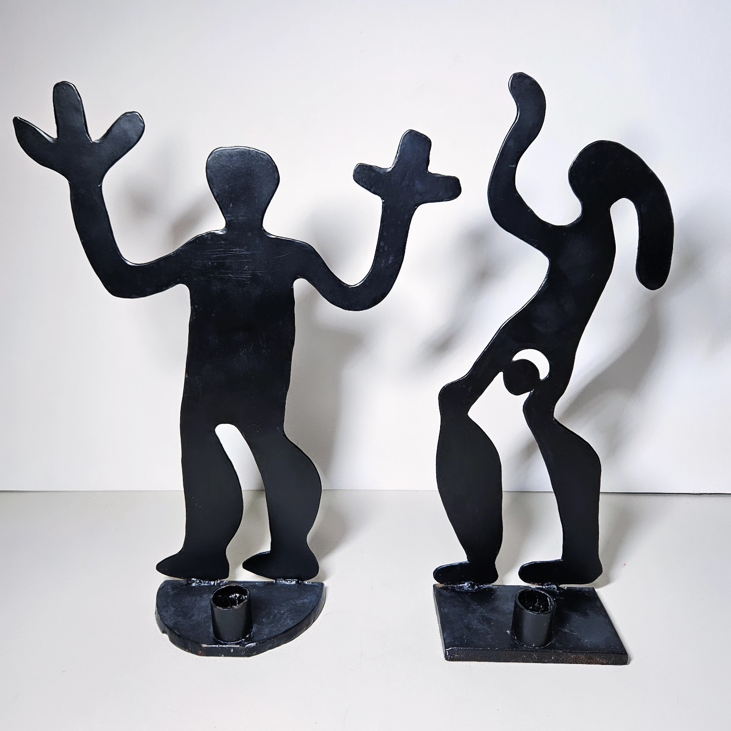 Vintage Pair 1993 Anna Efverlund IKEA Häll Shadow Figure Metal Candleholders