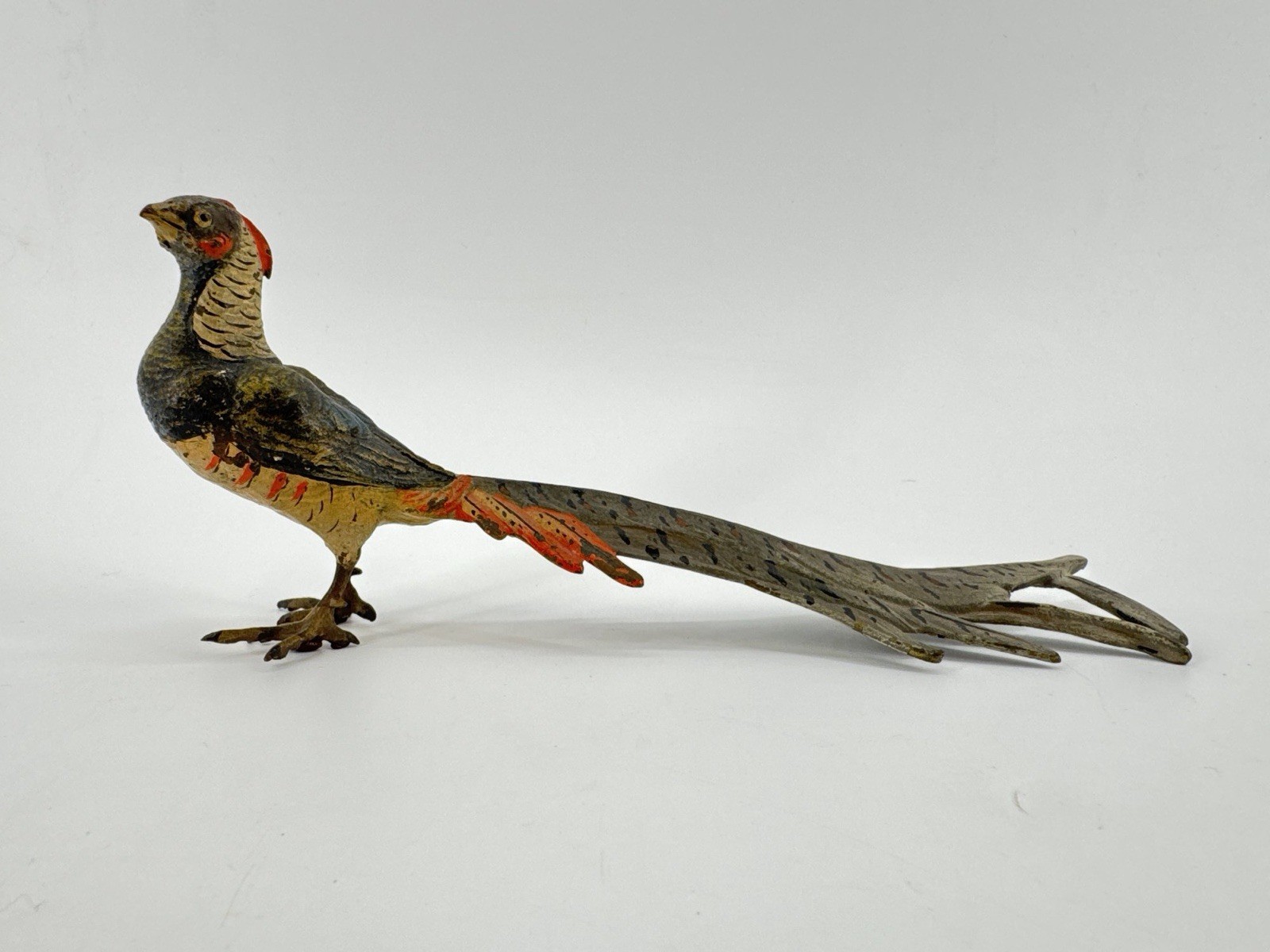 Antique Austrian cold-painted bronze pheasant figurine