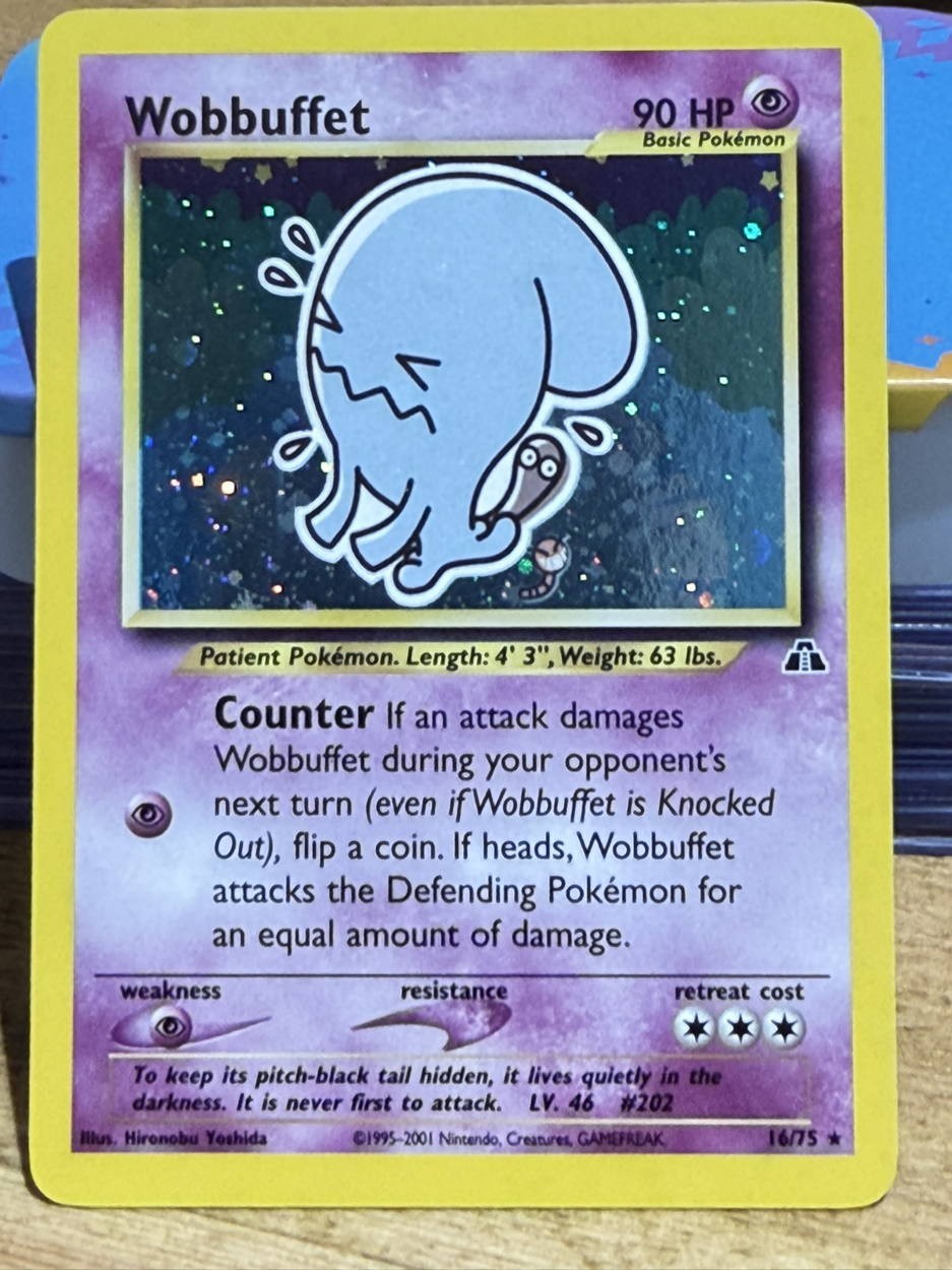 Pokémon TCG Wobbuffet 16/75 Swirl Holo Rare Unlimited Neo Discovery NM
