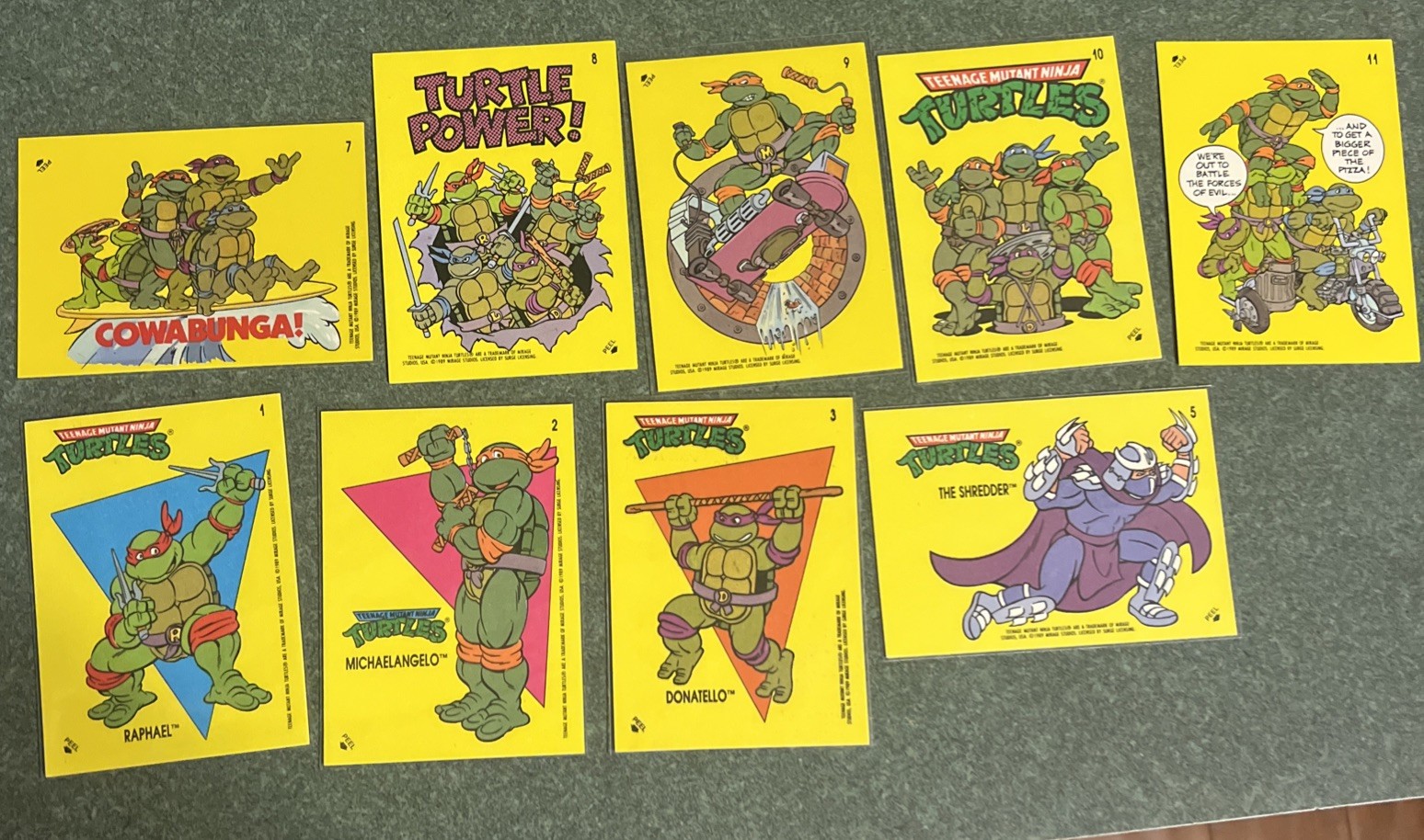 1989 Topps Teenage Mutant Ninja Turtles Vintage Stickers Lot of 10 & Puzzle back