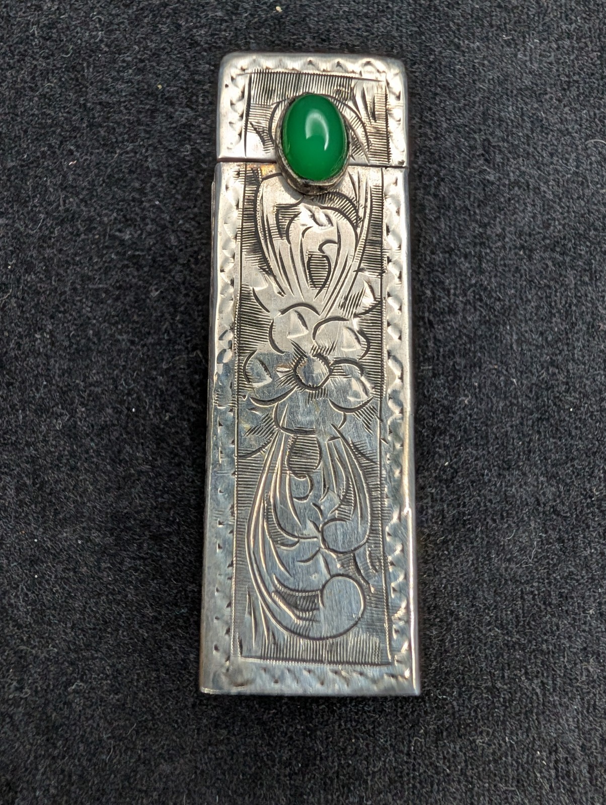 Vintage 800 Silver Engraved Lipstick Holder Mirror 