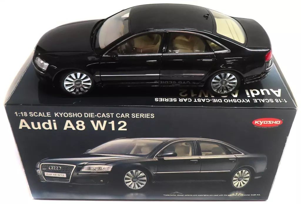 Kyosho 1/18 Audi A8 L W12 Black Diecast Car Model 09212BK Used