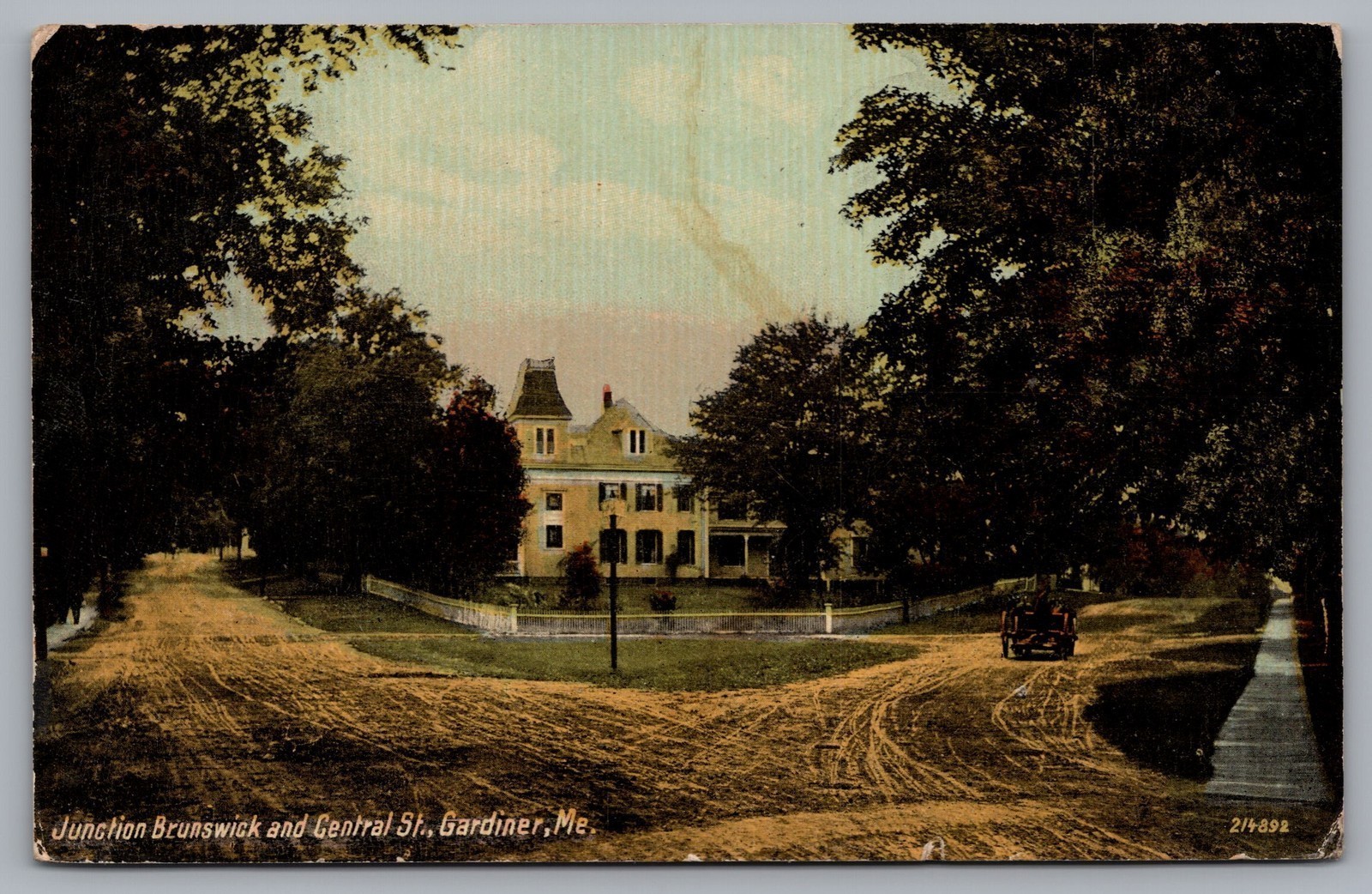 Junction Brunswick And Central St Gardiner ME 1910 Postcard TS-240