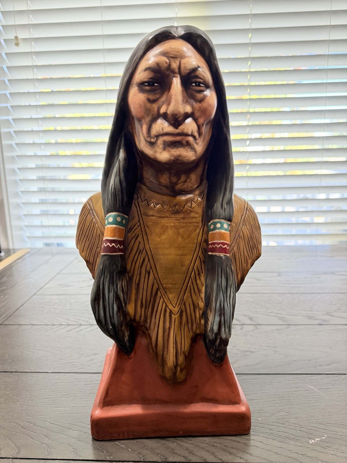 Vintage Warrior Native American Indian Chief Jan 1974 Bust Statue ceramic Rare