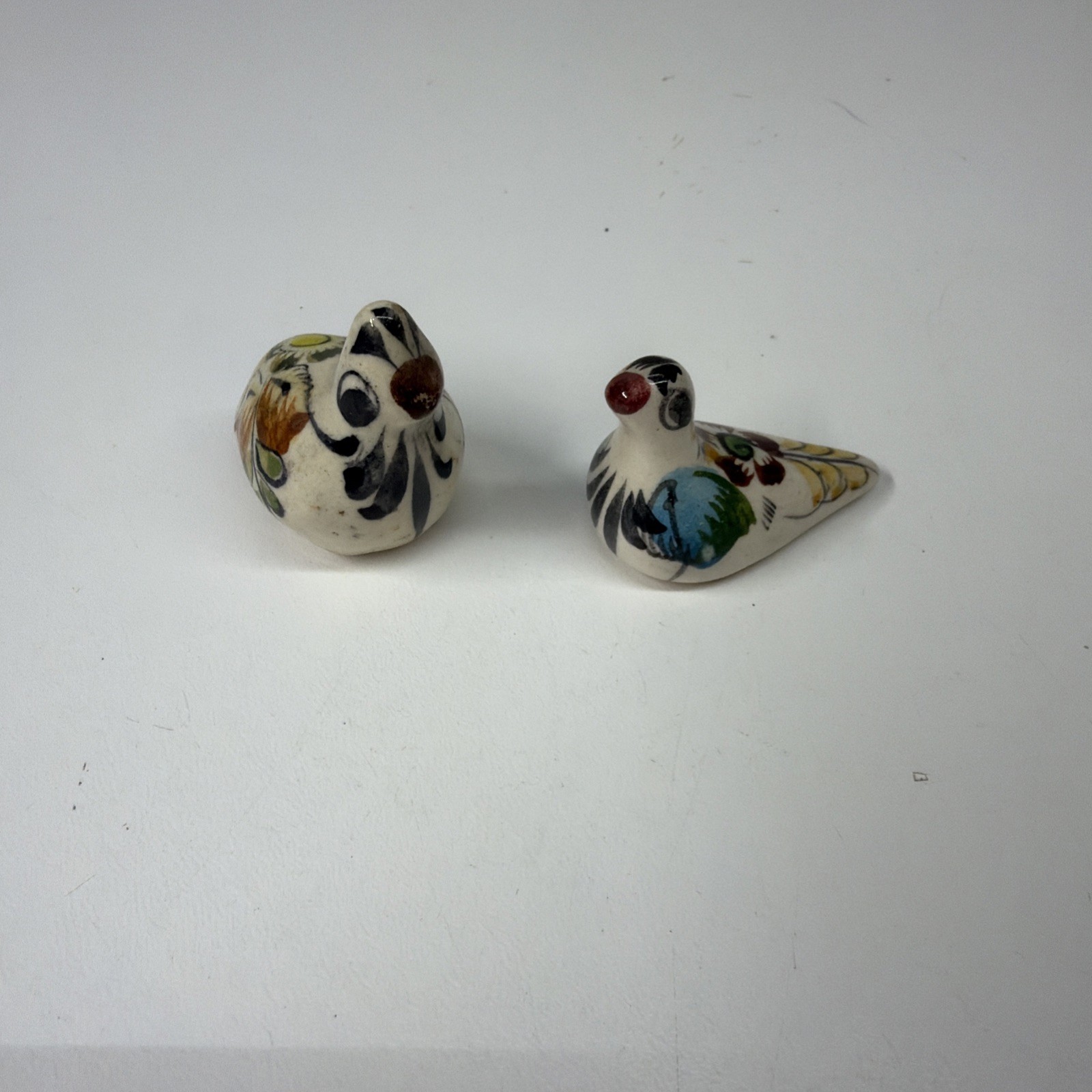 VTG Tonala Mexican Folk Art Mini Hand Painted Birds Set Of 2