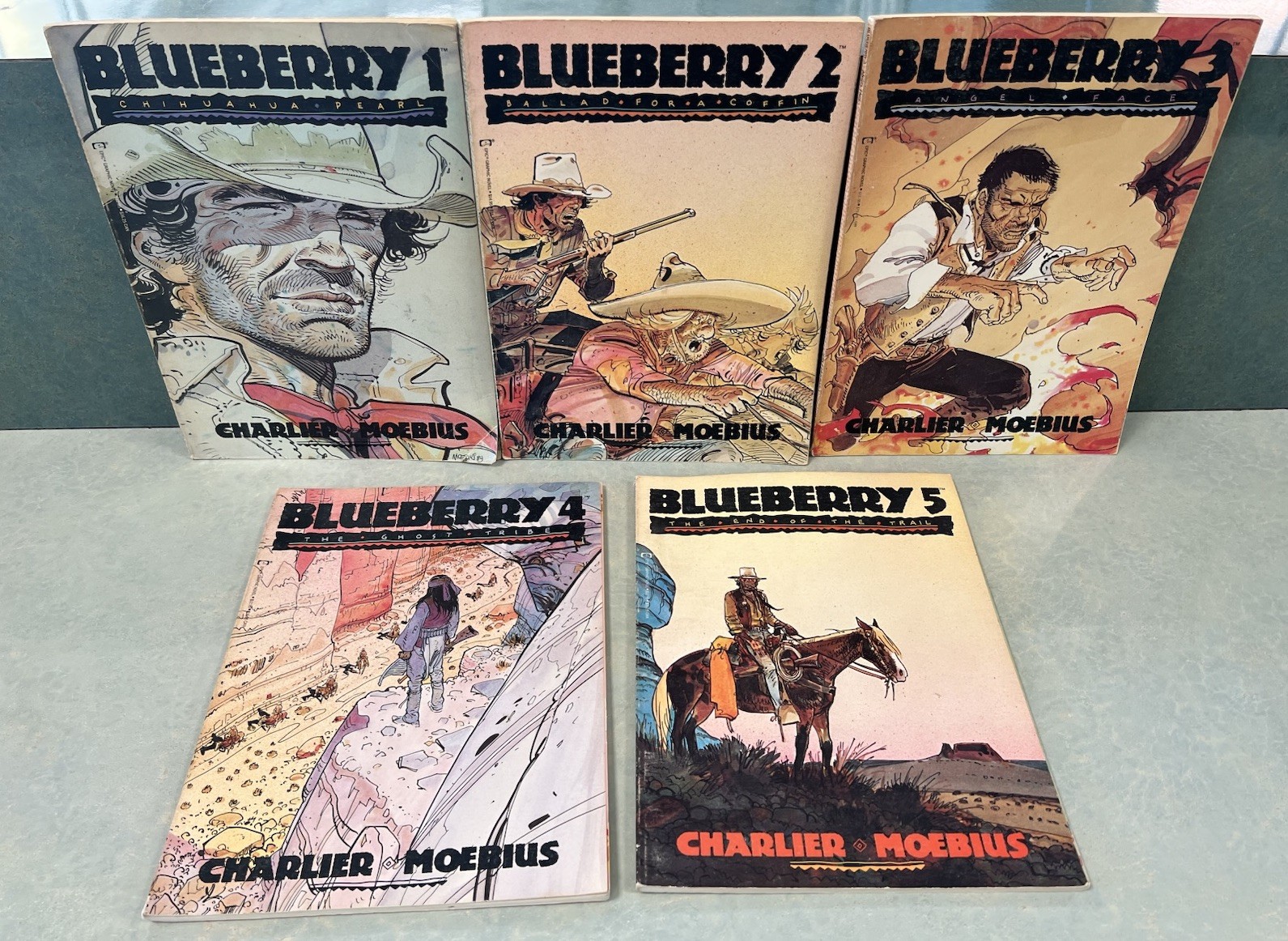 BLUEBERRY # 1 2 3 4 5 COMPLETE SET ~ 1989 Paperback ~ CHARLIER ~ MOEBIUS ~ RARE