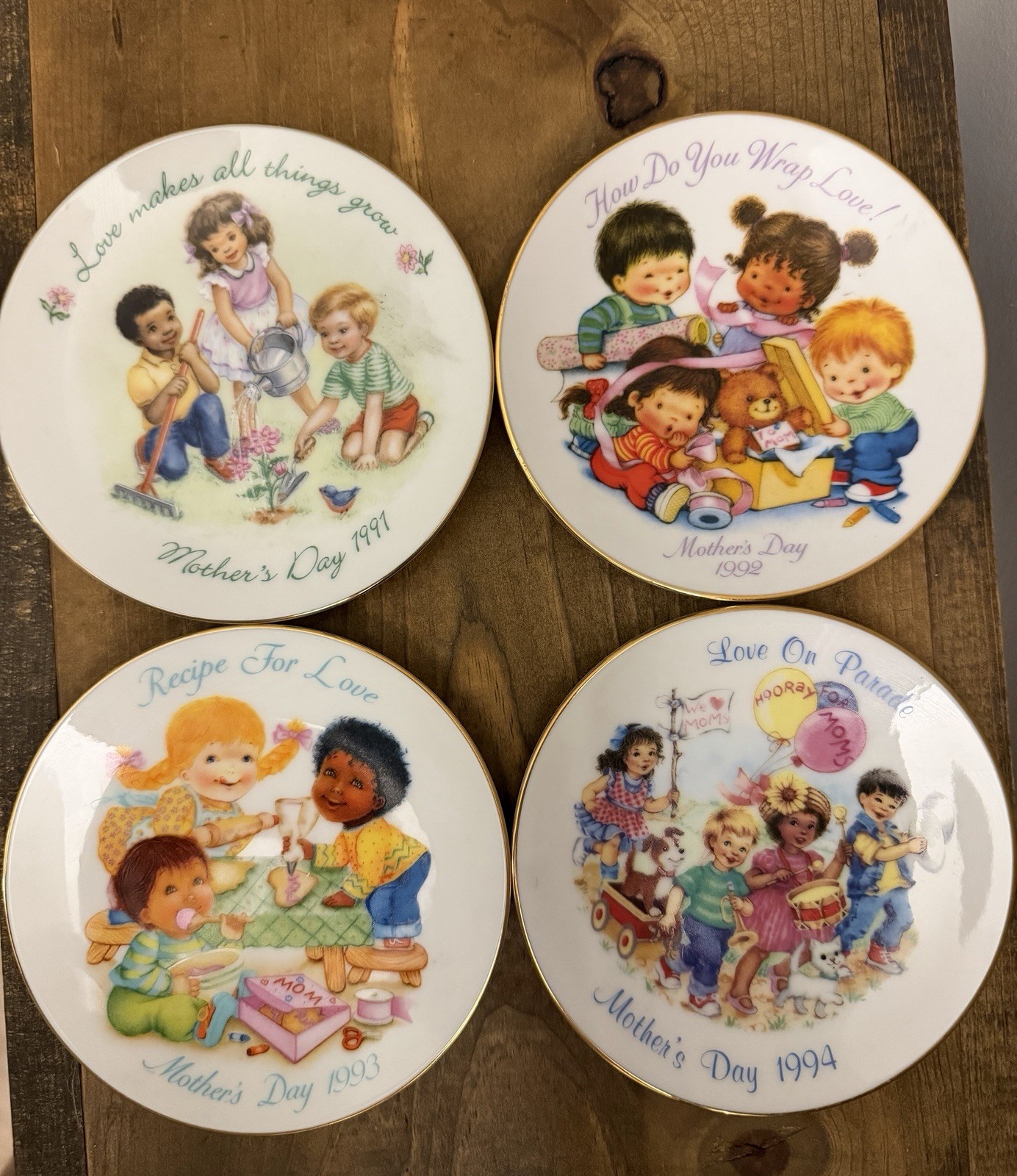 Vintage Avon Mother’s Day Collectible Plates, Set of 4, 1991-1994, No Defects
