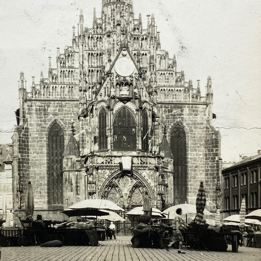 Antique 1910s Schöne Brunnen And Frauenkirche Market Square 11\