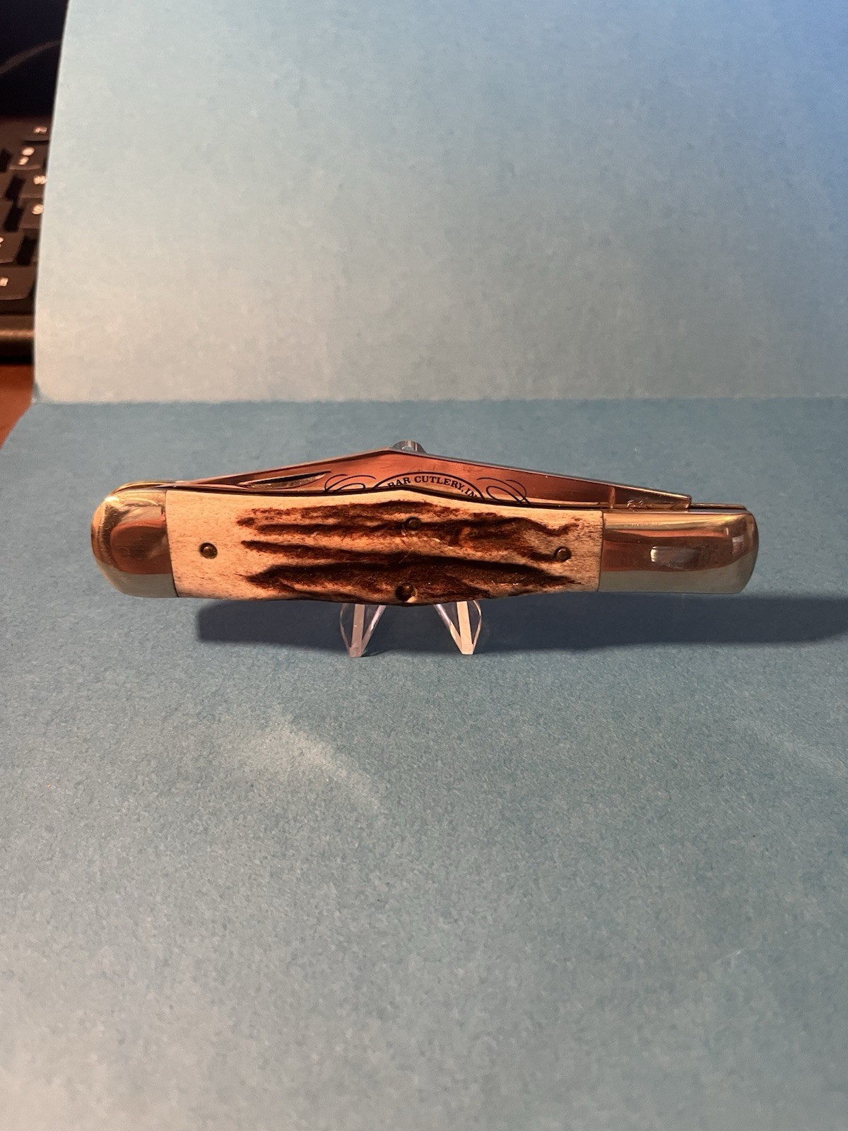 Vintage Ka-Bar Kabar 1981 Collectors Club Stag Large Coke Bottle Pocket Knife
