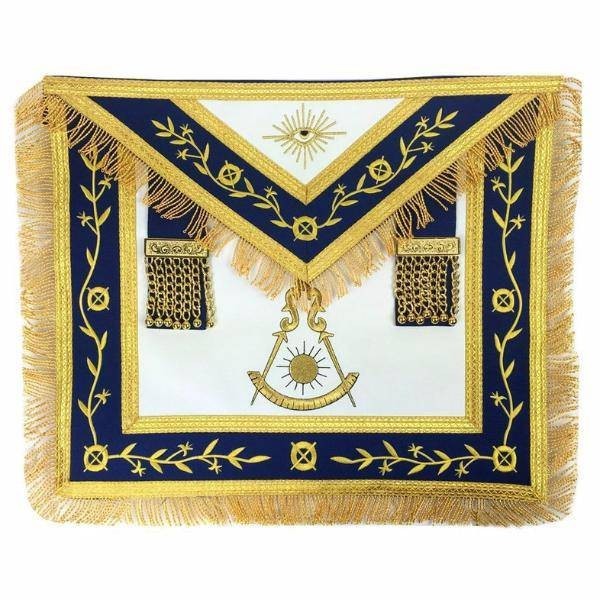 Masonic Master Mason Apron Hand Embroidered Navy Blue Velvet Freemason