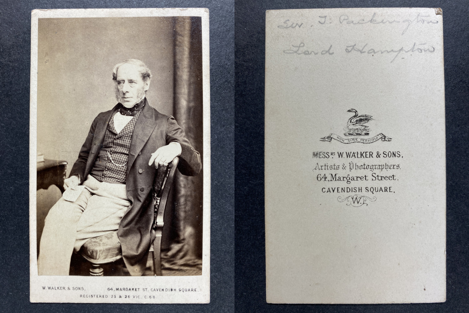 Walker, London, John Somerset Pakington, Baron Hampton Vintage cdv albums print
