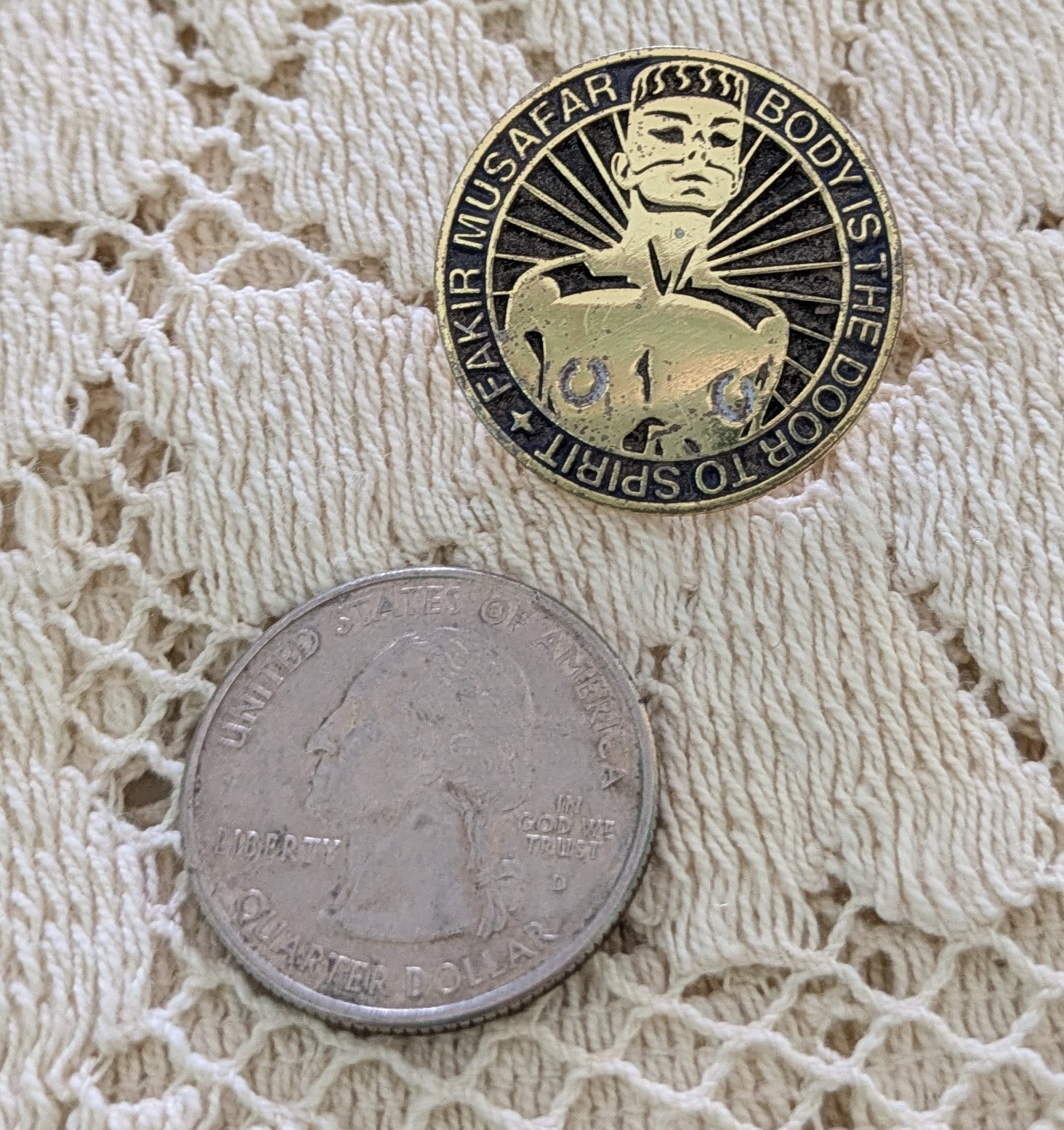 Rare Vintage Fakir Musafar Pinback Button Modern Primitive Body Piercing Mod