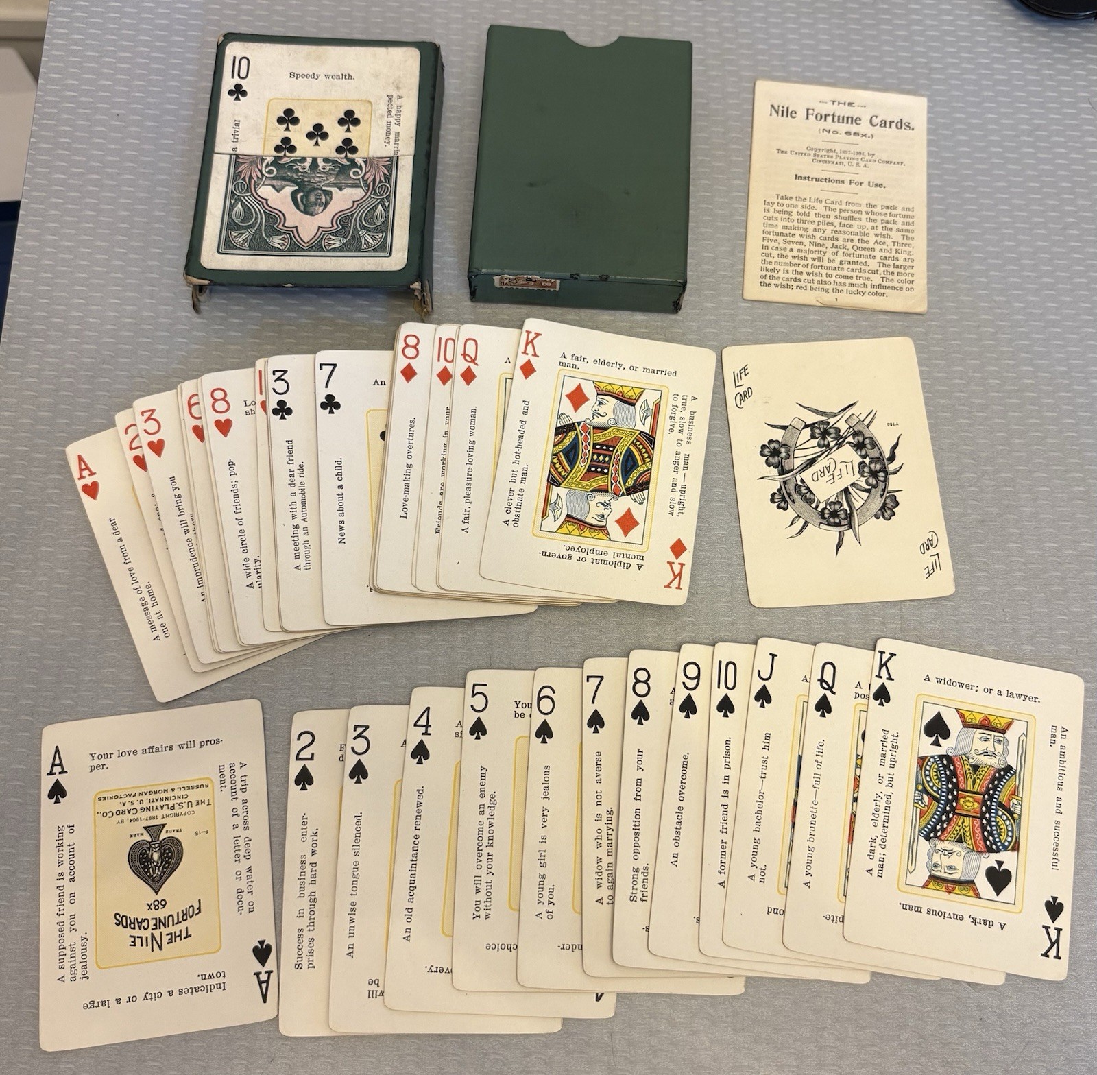 Antique Nile Fortune Telling Cards 1904 Gilt Edges Complete Deck & Instructions