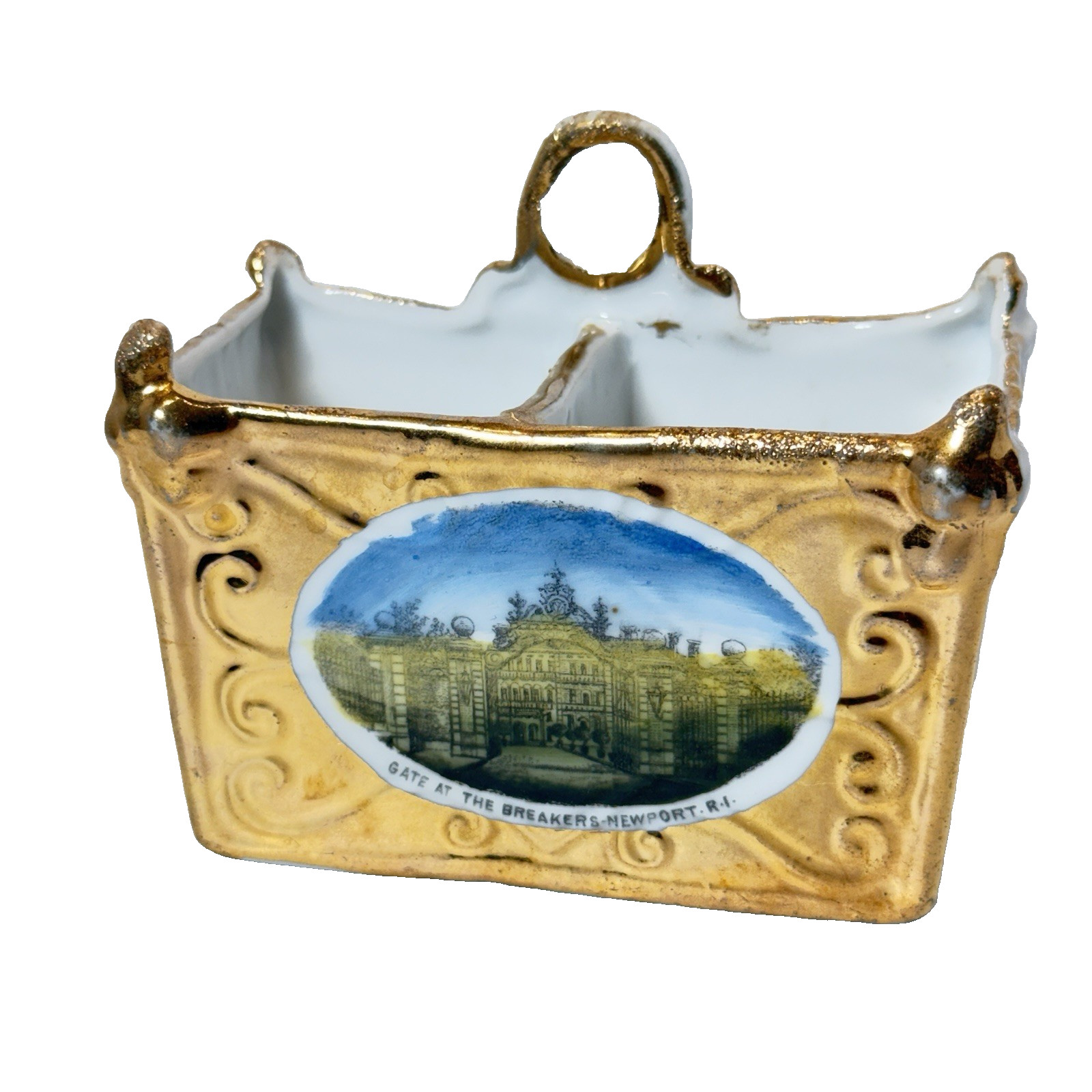 Newport , Rhode Island RI Antique GATE AT THE BREAKER Souvenir China Trinket
