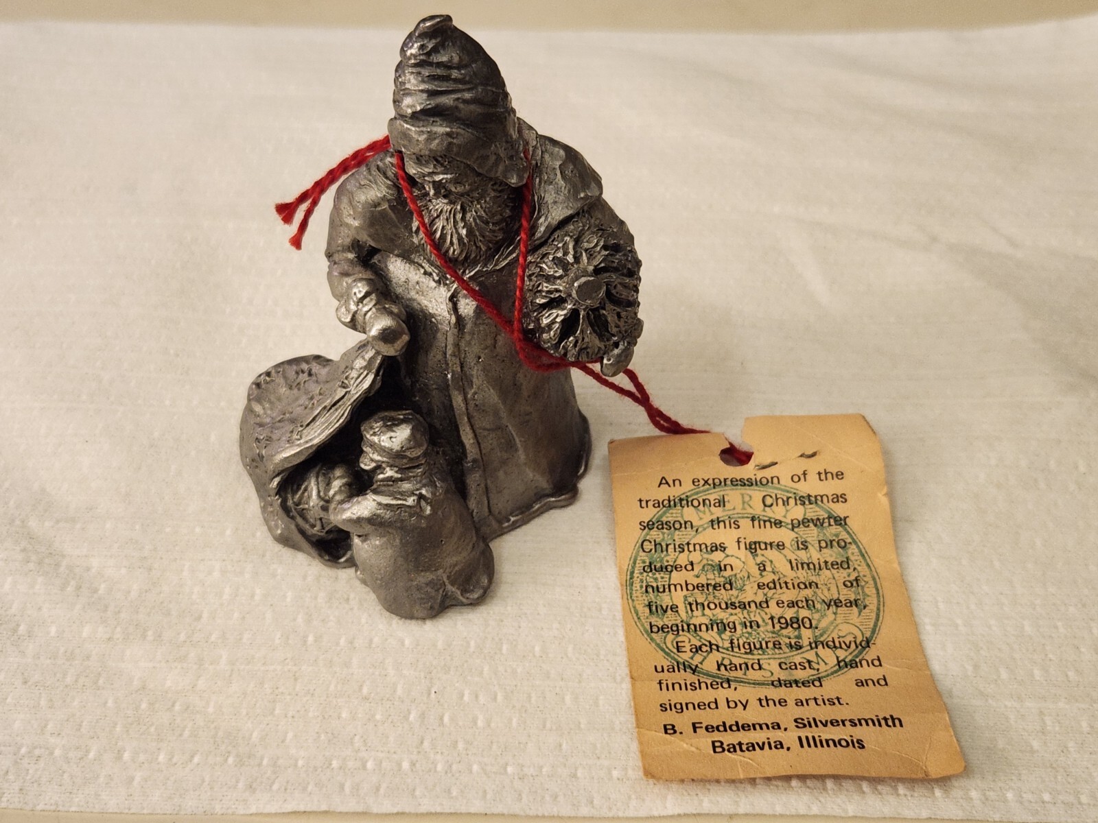 Vintage 1983 + Very Rare Bruce Feddema Fine Pewter Signed Santa Sculpture #249