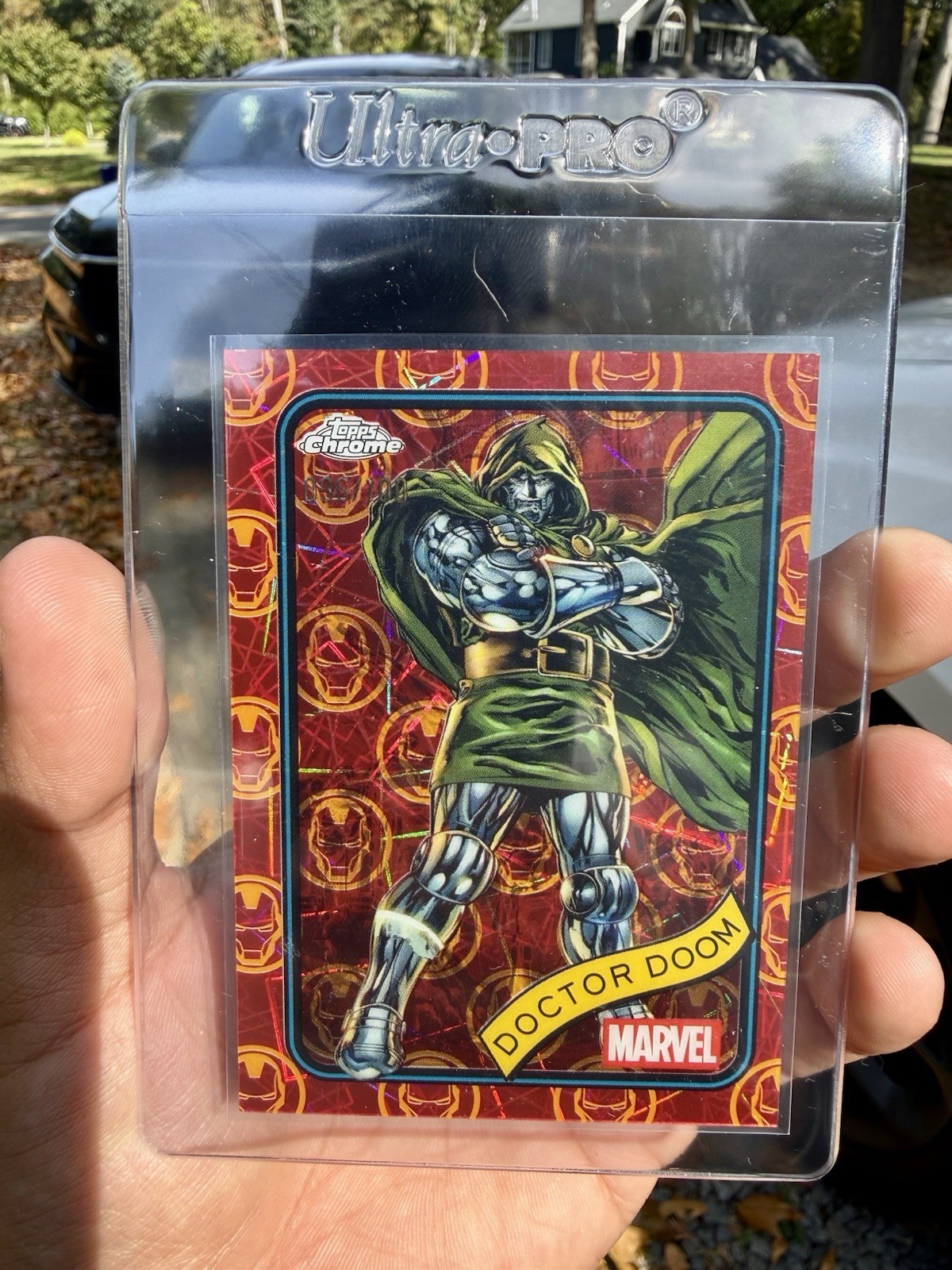 DOCTOR DOOM 2025 TOPPS CHROME MARVEL IRON MAN RED & GOLD LAZER /100 #148 📈