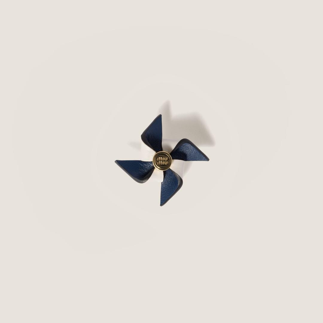 MiuMiu Leather Pinwheel Brooch Used No Clasp