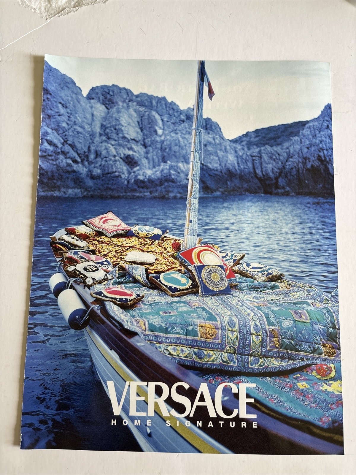 1995 Versace: Home Signature Boat Pillows Vintage Magazine Print Ad