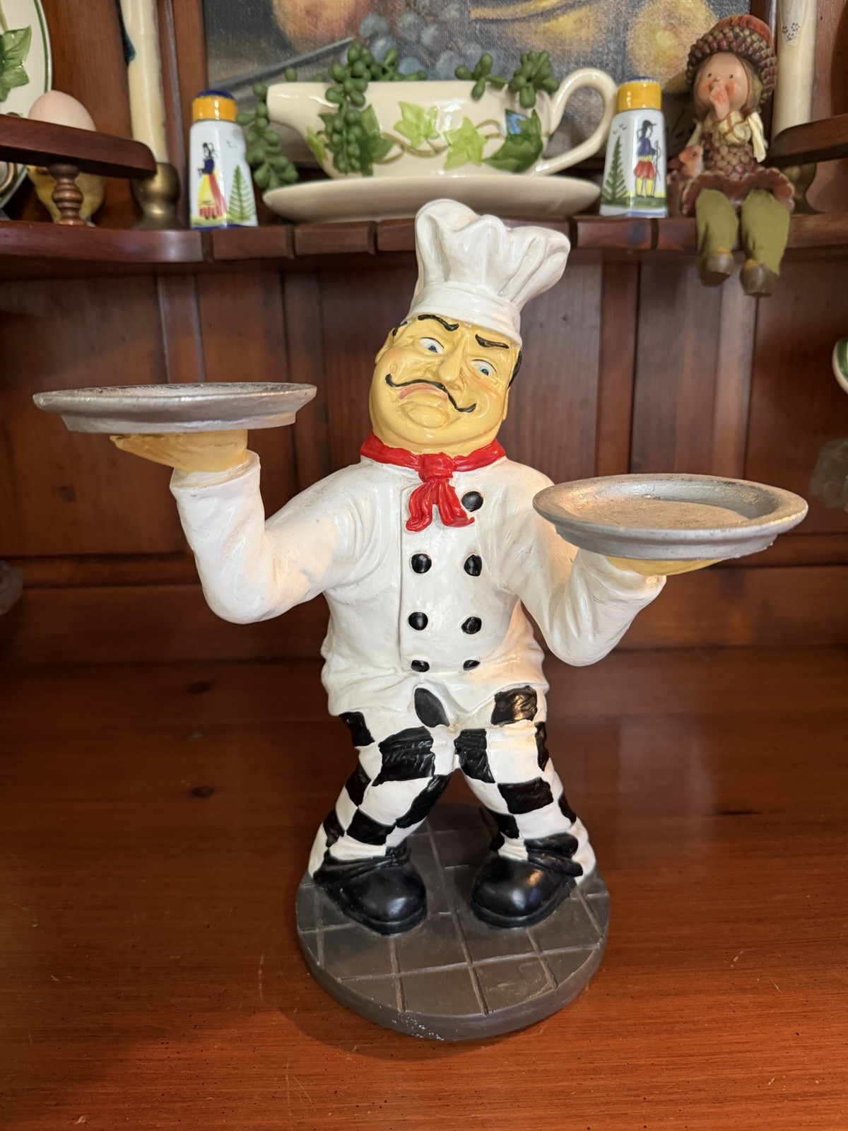 Vintage Peter Mook CHEF Figurine Holding 2 Trays