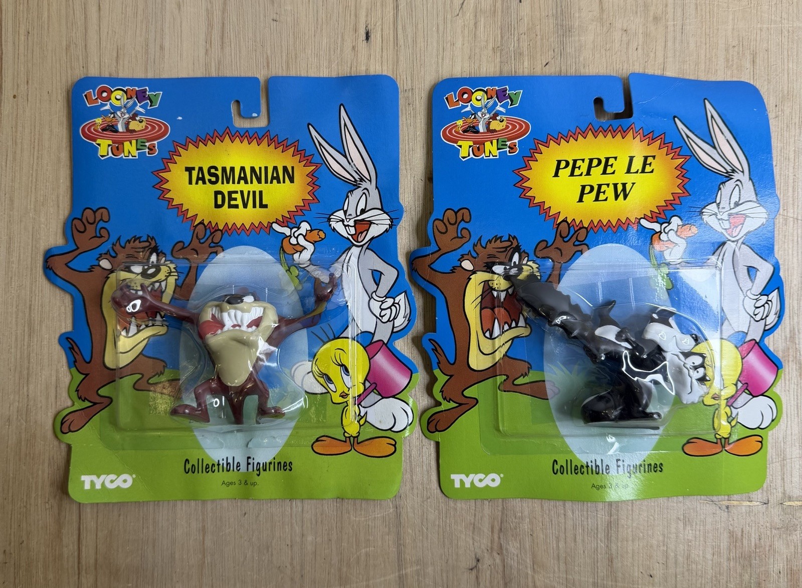 VTG 1994 TYCO LOONEY TUNES TASMANIAN DEVIL & PEPE LE PEW PVC FIGURE LOT NEW