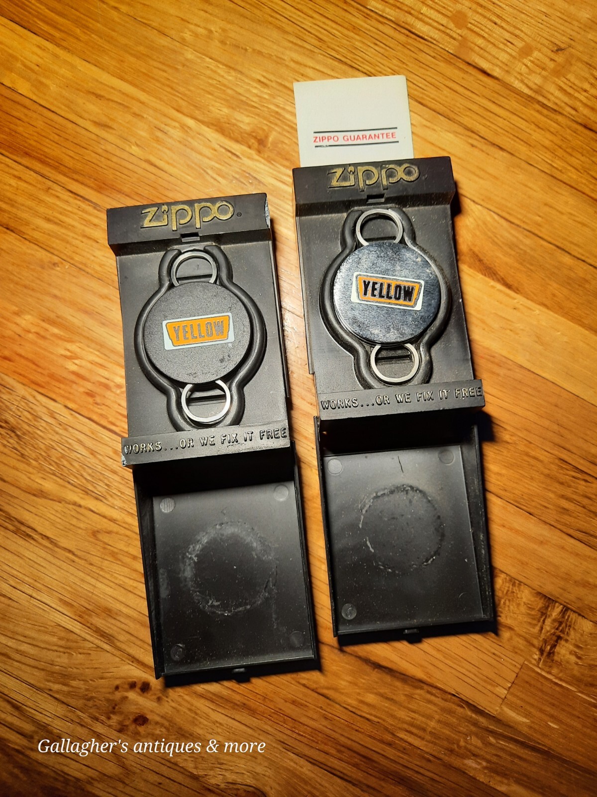 Lot of 2 Nos Vintage Yellow Freight Zippo Keychain Transportation trucking