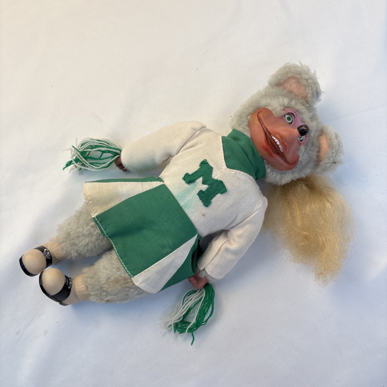 Vtg 80s 10” Showbiz Pizza Place Mitzi Mozzarella Cheerleader Figure Plush Doll Vtg 80s 10” Showbiz Pizza Place Mitzi Mozzarella Cheerleader Figure Plush Doll