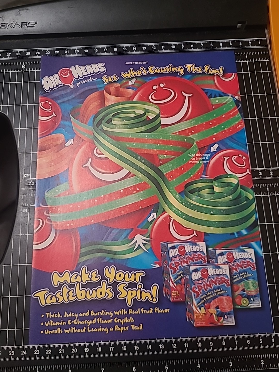 Air Heads Fruit Spinners Snacks Print Ad 2004 8x11 Vintage Promo 
