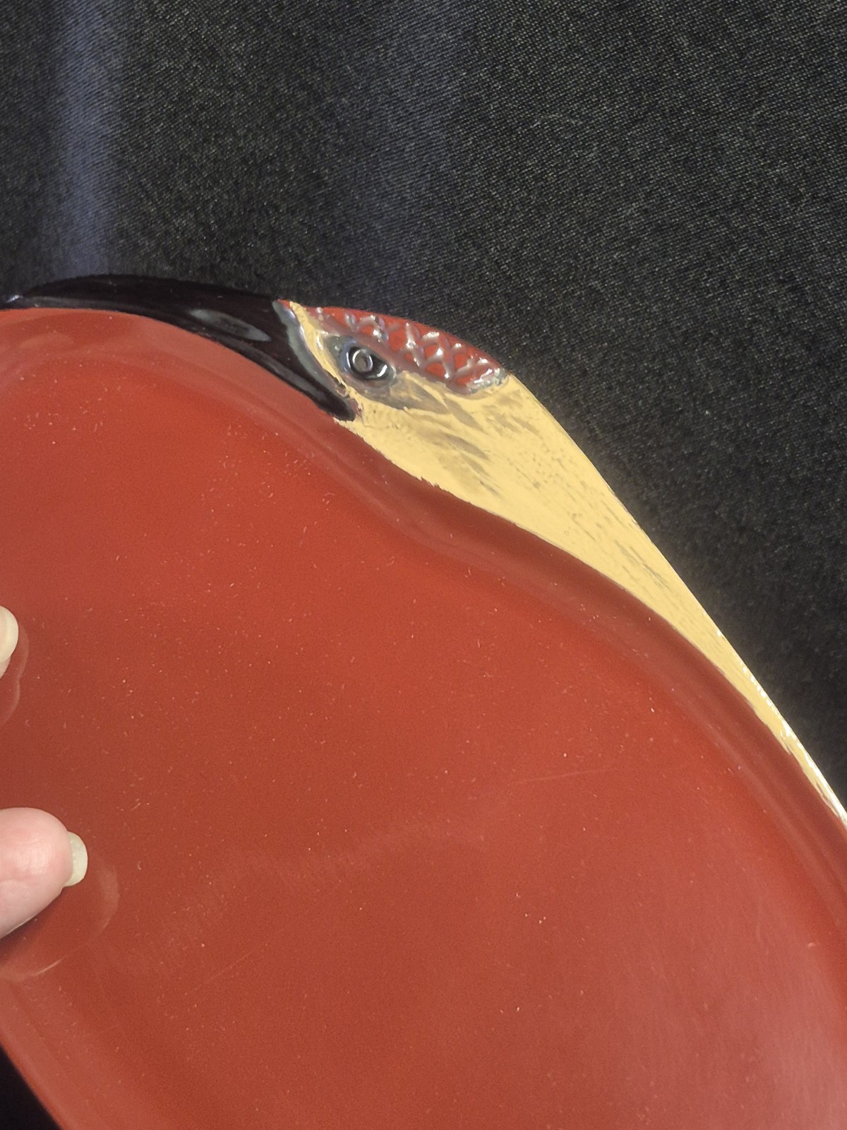 Vintage Japanese Lacquerware Crane Plates Set of 5 Red Black Tsuru w/ Box
