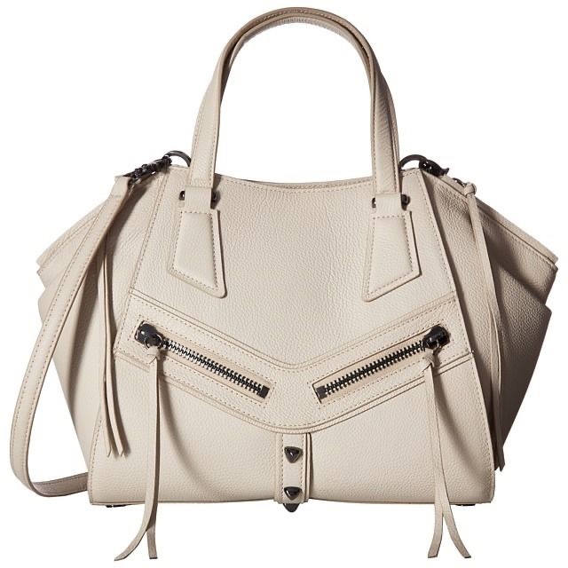 Botkier New York Trigger Satchel Ivory Leather Crossbody Shoulder Bag Large