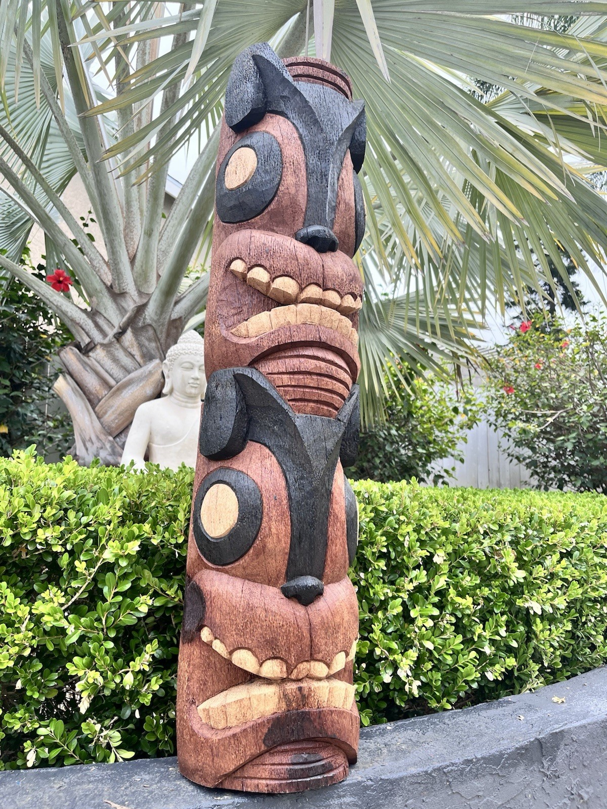 New 3’ Double Dog Coconut Palm Tiki bar Decor Oceanic