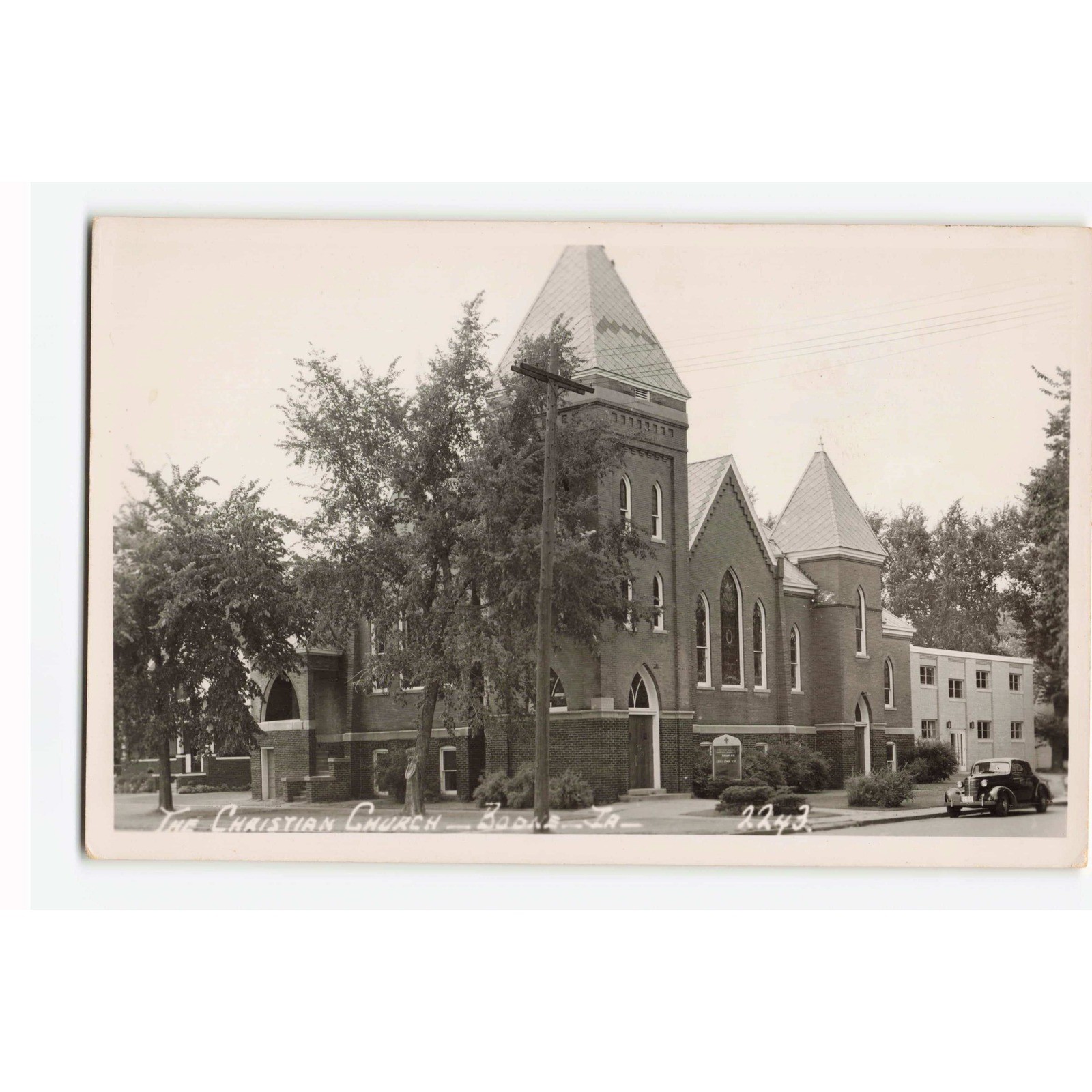 RPPC Christian Church Boone Iowa IA Hamilton Photo Co Ames Real Photo Postcard